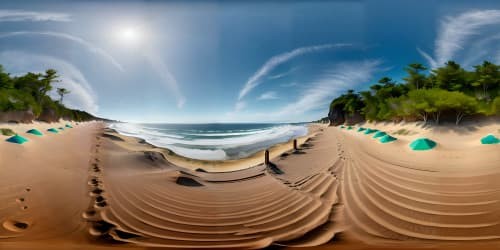  at a beach on Cape Cod in Massachusetts. Sand dunes are visible, ocean waves are breaking towards the shore. a single princess wears a gold bikini, she stands and stares at the ocean. 