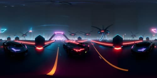 Astounding VR360, dystopian metropolis brilliance, neon-glow intensity. Skyward-reaching metal structures, procession of levitating platforms. Minimalistic design, prismatic light refractions, consuming futuristic urban expanse. Detailed to the brink, mesmerizing VR360 viewpoint.