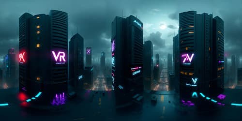 cyberpunk city in daytime, with sun