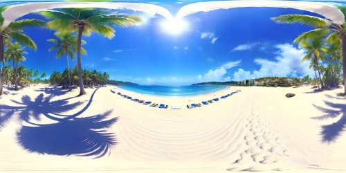 ocean beach with palm trees