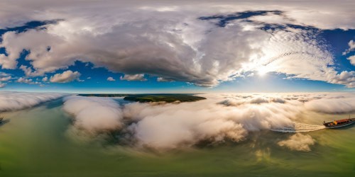 A flawless, ultra high-resolution masterpiece capturing misty clouds enveloping a solitary boat drifting on a cold, tranquil river, exuding a traditional and classical essence.