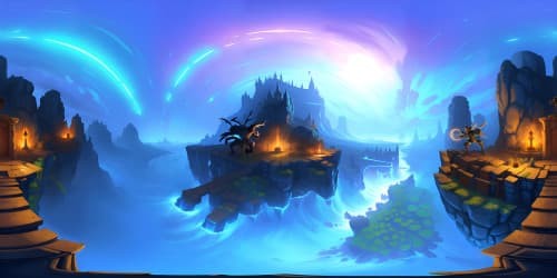 four african american women with dreadlocks and wearing dark blue bikinis. they are warriors running to fight a giant robotic spider. the spider is blue and black. castles are in the background. witches carrying staffs with energy.