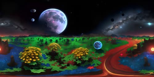 a red moon with a lot of blue and green stars in the sky galaxy