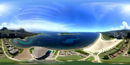 A beach on Hawaii with dolphins swimming in the water