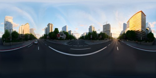 In the middle of a city street nightlife with cars driving on the left side of the road in the opposite direction People walking around and skyscraper in thebackground