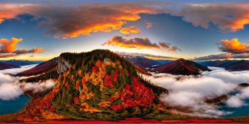 A dazzling autumn landscape painted with fiery foliage, sprawling golden forests, radiant red leaves, reflecting lakes, and a rich amber sky; an ultra high-resolution masterpiece capturing the essence of fall in flawless detail.