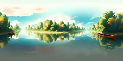 Masterpiece VR360 scene, ultra-high resolution. Solitary boat adrift in tranquil river, Chinese ink influence. Mist enshrouded VR360 view, classical tradition. Cold, serene river, ink-smudged clouds surrounding.