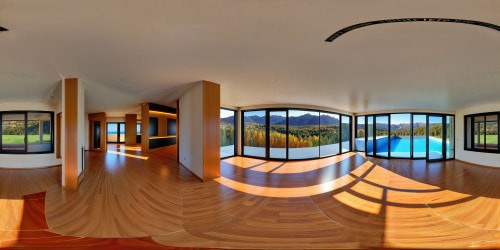 Insideof mid-centy modern off with a nice view outside