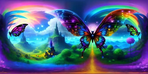 fairys with big butterfly wings forest colorful dream  beautiful fantasy 