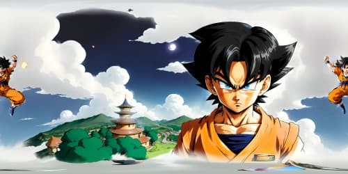 Dragon Ball Goku in his childhood.about 6 years old. black hair. adorable