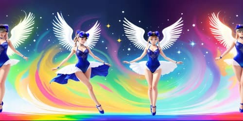 beautifull girls in the sky in the form of angel and goddesses sport figure  three, little girls, leotards