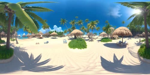 desert island beach with palm trees and gentle water waves