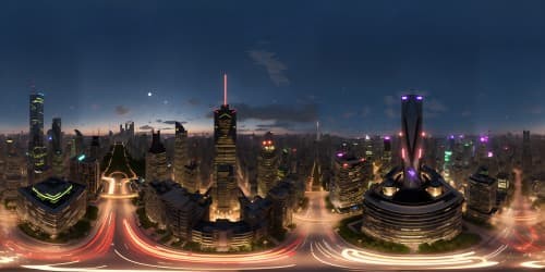 realistic night city skyline view
