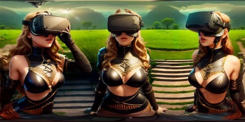 Top-quality VR360 scene: Medieval tower, craggy stone texture, braided ivy detailing. Five armor sets, discarded, worn wood floor. Ultra high-res, fantasy art style backdrop. Panoramic VR360 sky view, brilliant at dusk, stars emerging.