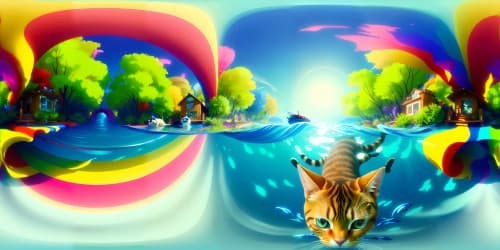 amsterdam cat swimming in water realistic