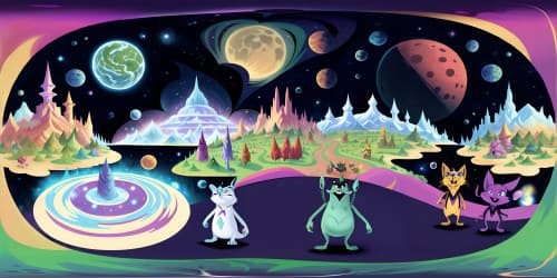 VR360 view: cosmos alive with nebulous creatures, fantastical star-beasts. Masterpiece style, ultra-high resolution detail for optimal VR360 immersion.