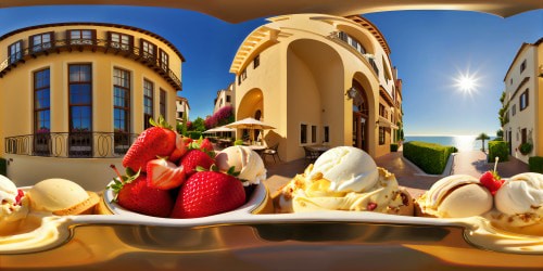 Indulging in a decadent, creamy scoop of mouthwatering ice cream, swirling with rich flavors, glistening in perfect, high definition detail under a golden summer sunlight, a flawless feast for the eyes.