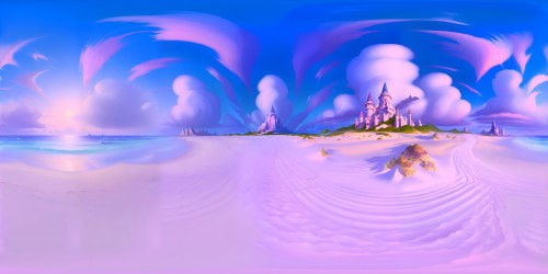 Ultra high res masterpiece, tranquil beach setting, VR360, pastel sunset colors painting the sky. Feathered clouds reflecting on glassy ocean, VR360. Sandy shore in soft focus. Style: photorealism, crisp detailing, vibrant color palette.