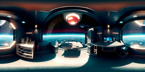 A room on a space station that is a spinning wheel orbiting earth