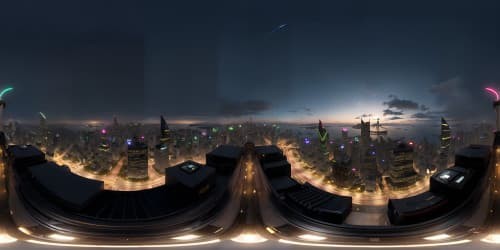 realistic night city sky line view