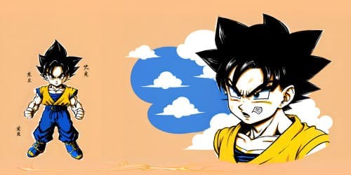Dragon Ball Goku in his childhood.about 3 years old. black hair. in a simple line, adorable-style
