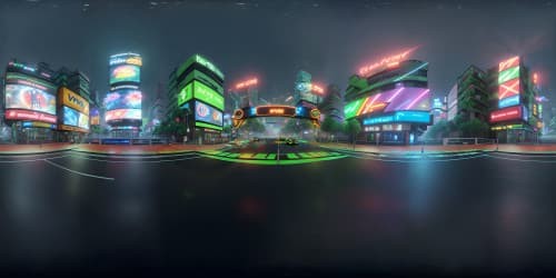 neon lights city streets night