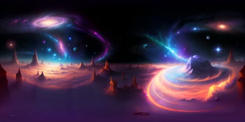 VR360 view of cosmic nebulae, ultra-high resolution, galaxies intertwining, chiaroscuro lighting effects, awe-inspiring supernova, 3D mapped celestial bodies. Style: grand, detailed, ethereal color gradients, Baroque touches for flavor. Meshing stellar art with VR360 sophistication.