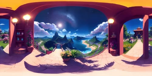 large kingdom market place smiling beautiful people anime