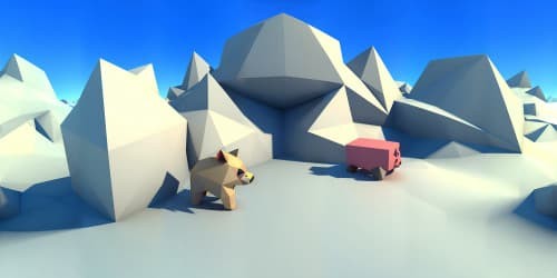 three little pigs wearng tophats and darkglasses are eating ham sandwiches low poly triangles