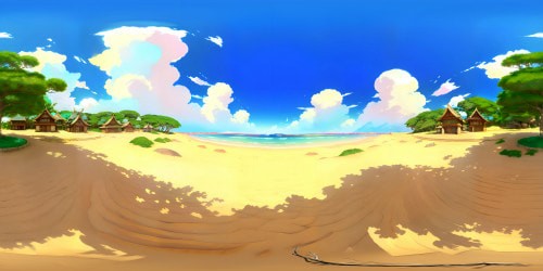 Ultra-realistic digital art style, VR360 pristine beach view, gold-hued sands, glistening azure waves. Masterpiece-quality, ethereal elegance, unadorned purity. VR360 panorama, balance of sensuality, realism, top-quality composition, dominant soft pastel palette. High-definition, exquisitely finished, ultra-high resolution.