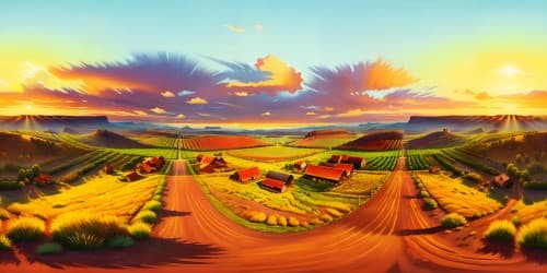 VR360 masterpiece, ultra high res, wild west expanse. Untamed plains, hillside perspective, old western style, distant sunset on the horizon in VR360. Best quality.