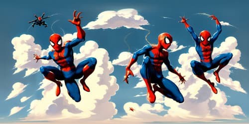 2 diffrent spidermen. one spiderman in classical red and blue suit, the other spiderman in a mostly black suit