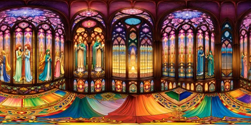 An immaculate cathedral bathed in ethereal light, intricate stained glass windows casting a kaleidoscope of colors, towering arches and ornate details in a mesmerizing ultra high resolution 3D anime masterpiece.