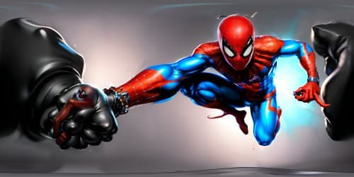 Spiderman in different color design suit (all black). full body shot