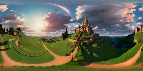 On a hill looking over a farm and sunset