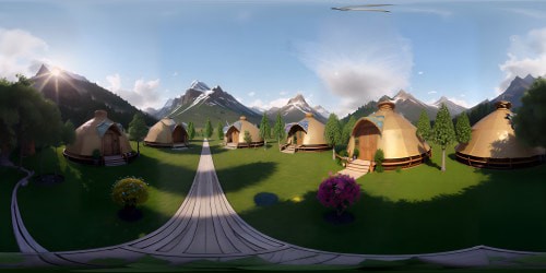 Kazakh yurts in spring during holiday