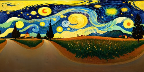 Recreating Vincent Van Gogh's 'Starry Night' in flawless ultra-high resolution, every swirling brushstroke, vivid colors, and luminous stars meticulously detailed, capturing the essence of the iconic masterpiece in perfect clarity and unparalleled quality.