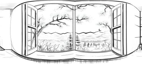 In the bright classroom students are painting about the view outside thebig window   a colorful bird is singing on the branch of a old huge tree