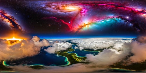 In the vast, ultra high-resolution expanse of the cosmos, a galaxy teeming with vibrant nebulas, swirling quasars, gleaming stars, and fiery comets, each creating a flawless masterpiece of boundless time and space in a kaleidoscope of colors.