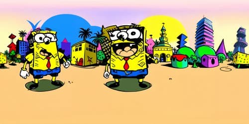 cartooon spongebob wearing vr