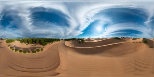 Elite VR360 panorama, fantasy beachscape, graceful curve waves, voluptuous sand dunes. Sensuous clouds adorn sky, VR360 view, rich forms. Ultra-HD, supreme quality masterpiece.