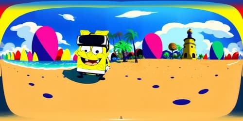 cartooon spongebob wearing vr