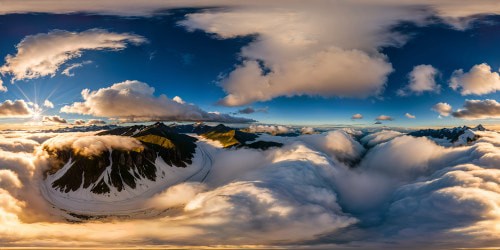 Adream scape including snowmoles and Siberian huskies