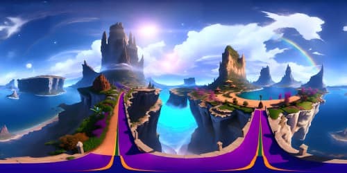 bright rainbow colored  pride city purple sky