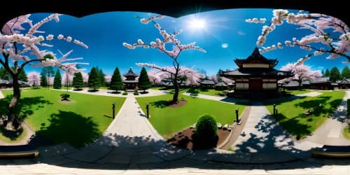 Japanese Style, Cherry Blossoms Trees, Temple, Katana Stand