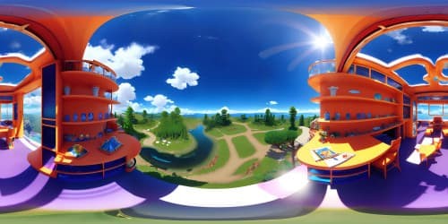 Ultra high res VR360 masterpiece, crystalline summer lake, radiant sky dome. Styles: Top-tier craftsmanship, best quality, high-definition, sharp detailing.