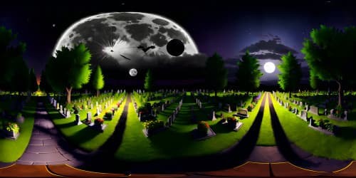 cemetary night full moon dancing skeletons