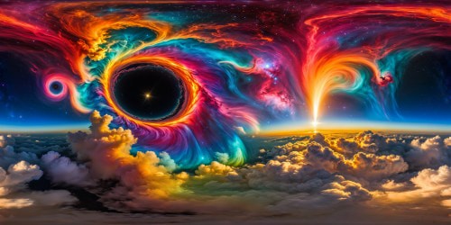 An awe-inspiring cosmic scene: a high-resolution, flawless depiction of a swirling black hole amidst a vibrant, psychedelic nebula exploding with colors, a stellar masterpiece of astronomical wonder.