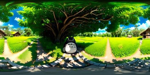 Totoro near rice fields