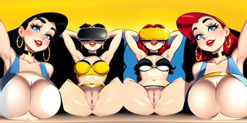 photorealistic, best quality, masterpiece, ultra high res, two mature adult princesses_wearing white bikini_wearing gold hoop earrings_wearing sparkling red lip gloss_one has blue eyes_all of them have black hair_they are squatting_spread_arms above their heads_close up of armpit_ erotic poses_ sexual_